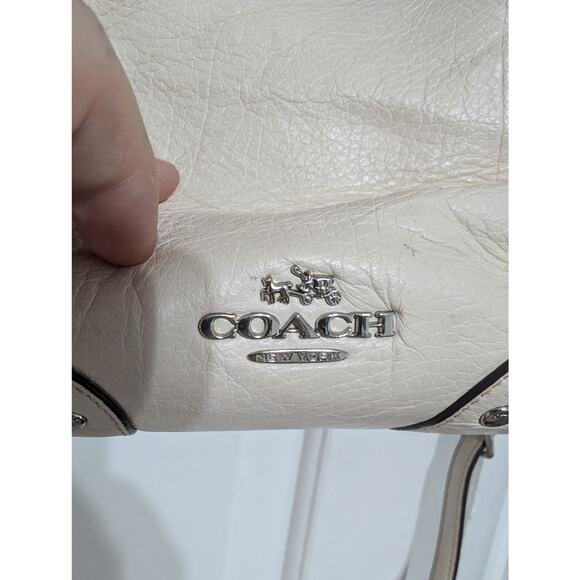Coach F37680 Mickie Drawstring Spectator Leather Shoulder Chalk & Saddle Pebble - Picture 5 of 9